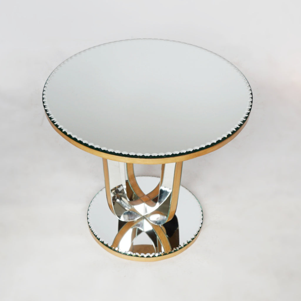 Mid-Century 1950's English Mirrored Glass Side Table - Vintage 20th Century Furniture -  Jeroen Markies Art Deco