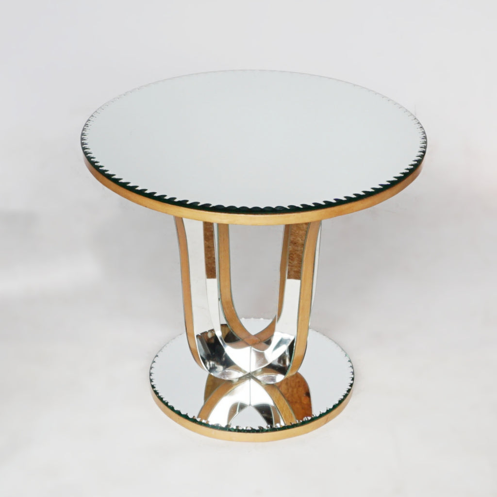 Mid-Century 1950's English Mirrored Glass Side Table - Vintage 20th Century Furniture -  Jeroen Markies Art Deco