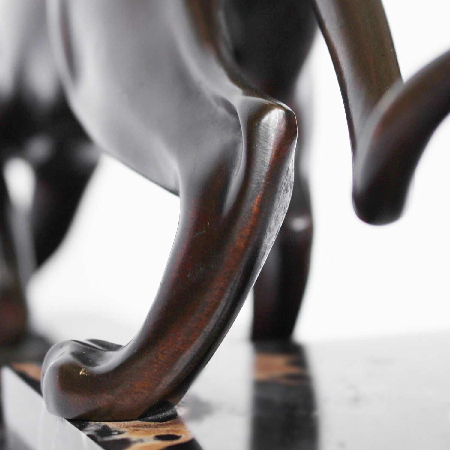 An Art Deco, patinated bronze study of a prowling panther, set over an integral marble base. Signed H Molins to marble and cast and stamped with foundry mark to cast at Jeroen Markies