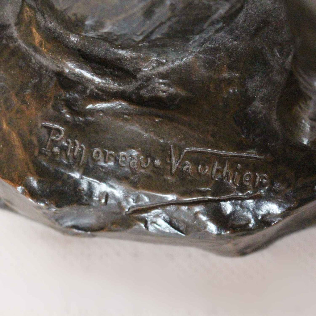 Paul Moreau-Vauthier Bronze Art Deco athlete standing with arms crossed at Jeroen Markies