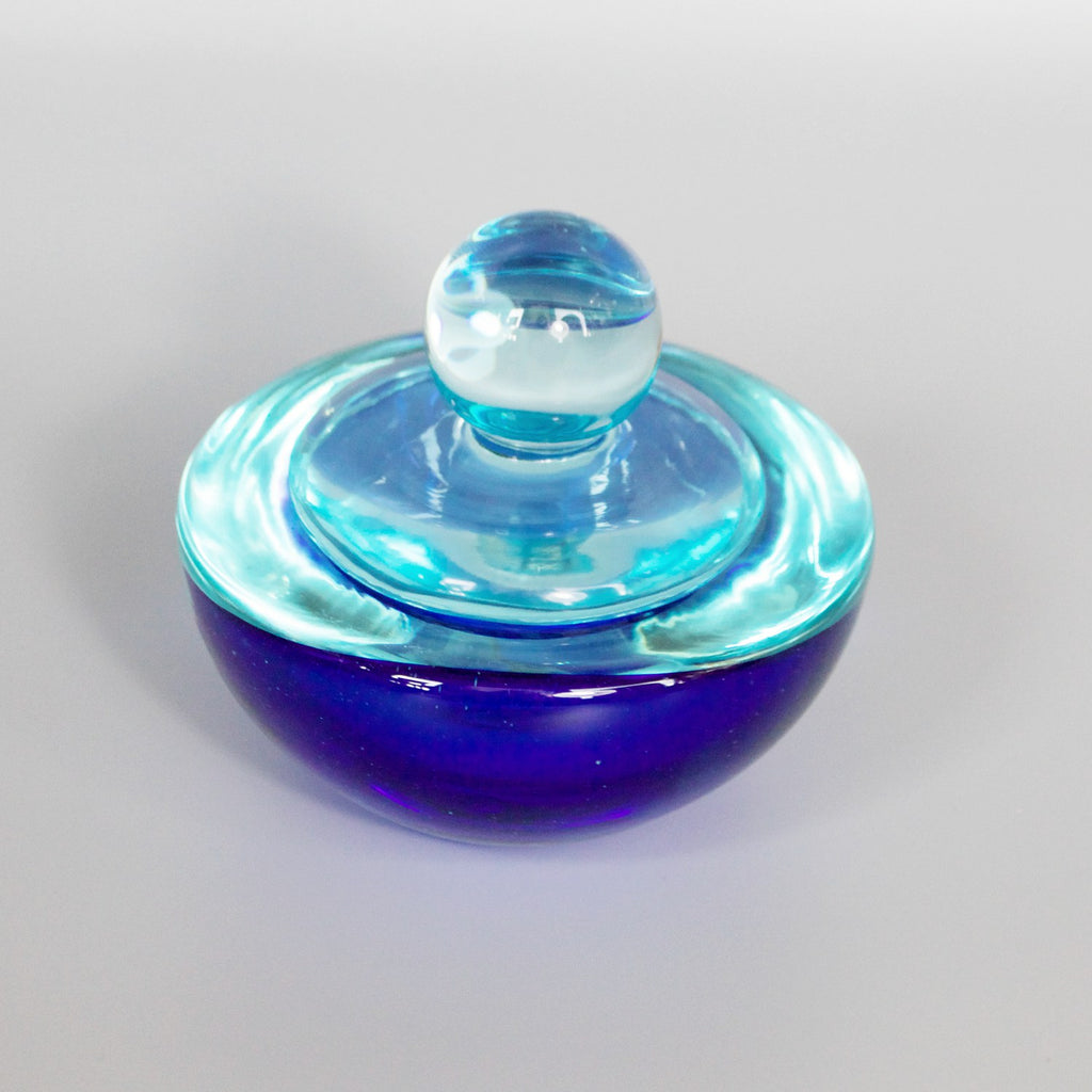 Blue Glass Dish & Cover
