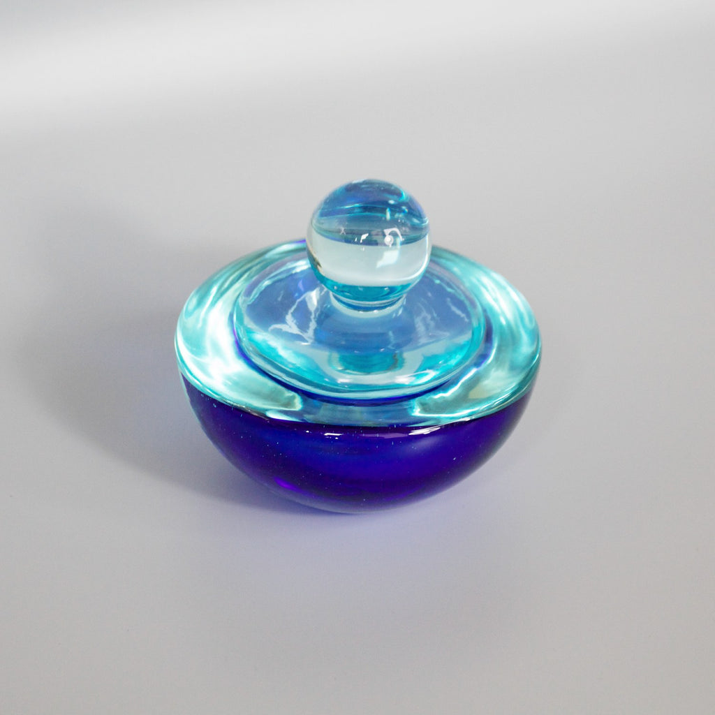 Blue Glass Dish & Cover
