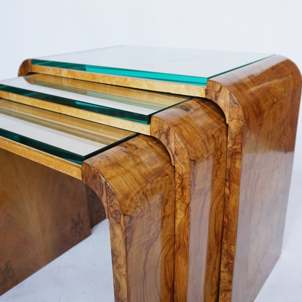Art Deco Nest of Tables Birdseye Maple and Burr Walnut - Jeroen Markies Art Deco