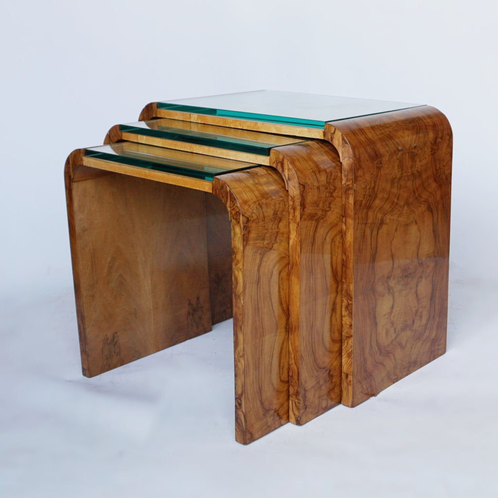 Art Deco Nest of Tables Birdseye Maple and Burr Walnut - Jeroen Markies Art Deco
