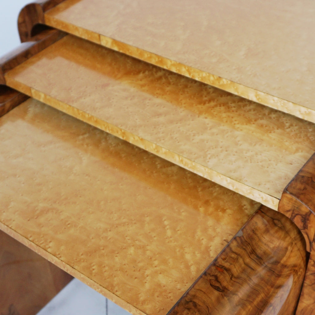 Art Deco Nest of Tables Birdseye Maple and Burr Walnut - Jeroen Markies Art Deco