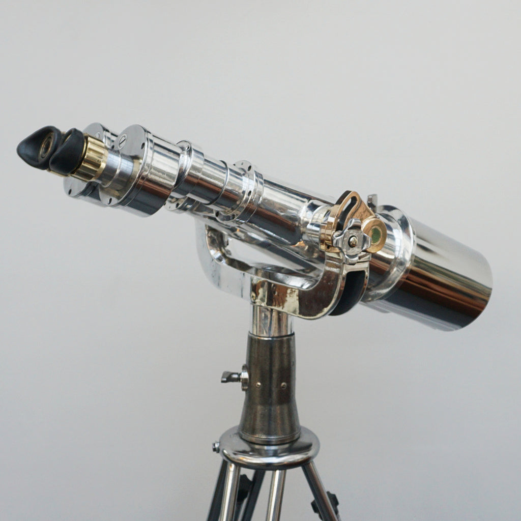 Vintage WW11 Naval/Marine Binoculars on chromed metal tripod - Jeroen Markies Art Deco