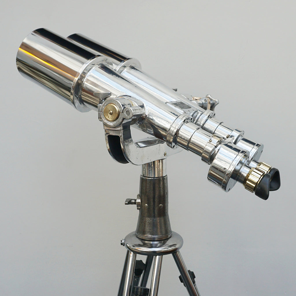 Vintage WW11 Naval/Marine Binoculars on chromed metal tripod - Jeroen Markies Art Deco