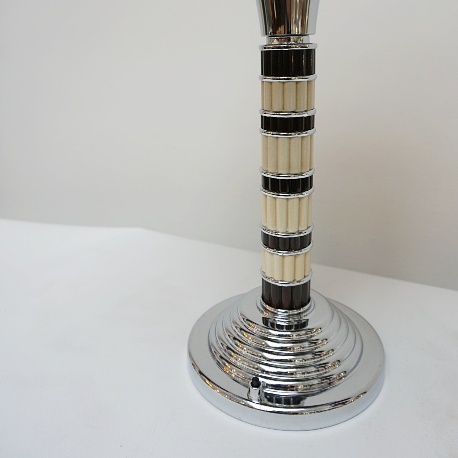 Dome Lamps - Reeded Brown and Ivory Bakelite Stem - Jeroen Markies Art Deco