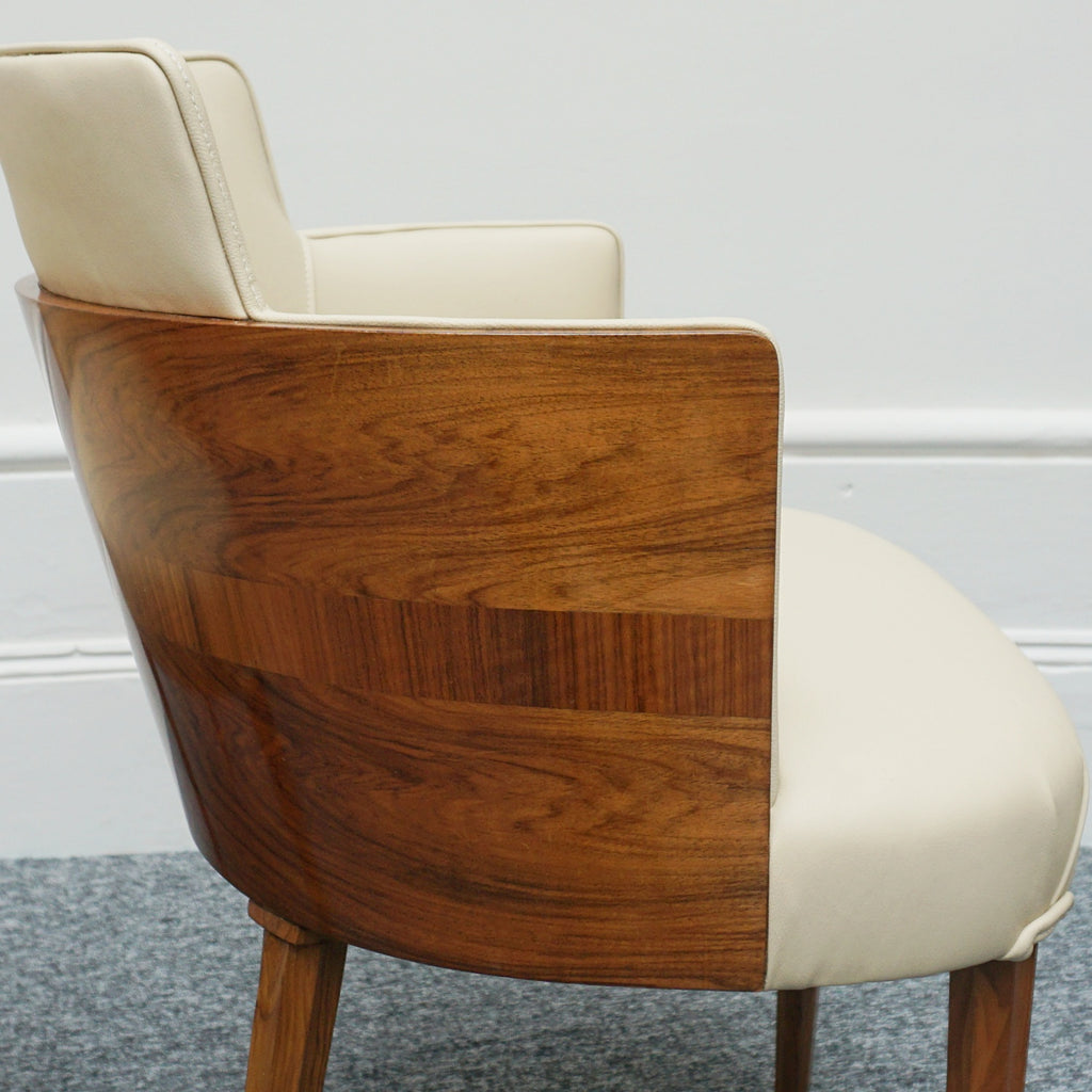 A Pair of Art Deco Side Chairs Walnut and Cream Leather Art Deco - Jeroen Markies Art Deco