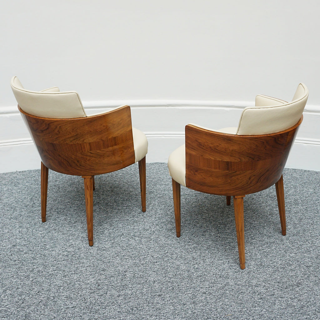 A Pair of Art Deco Side Chairs Walnut and Cream Leather Art Deco - Jeroen Markies Art Deco