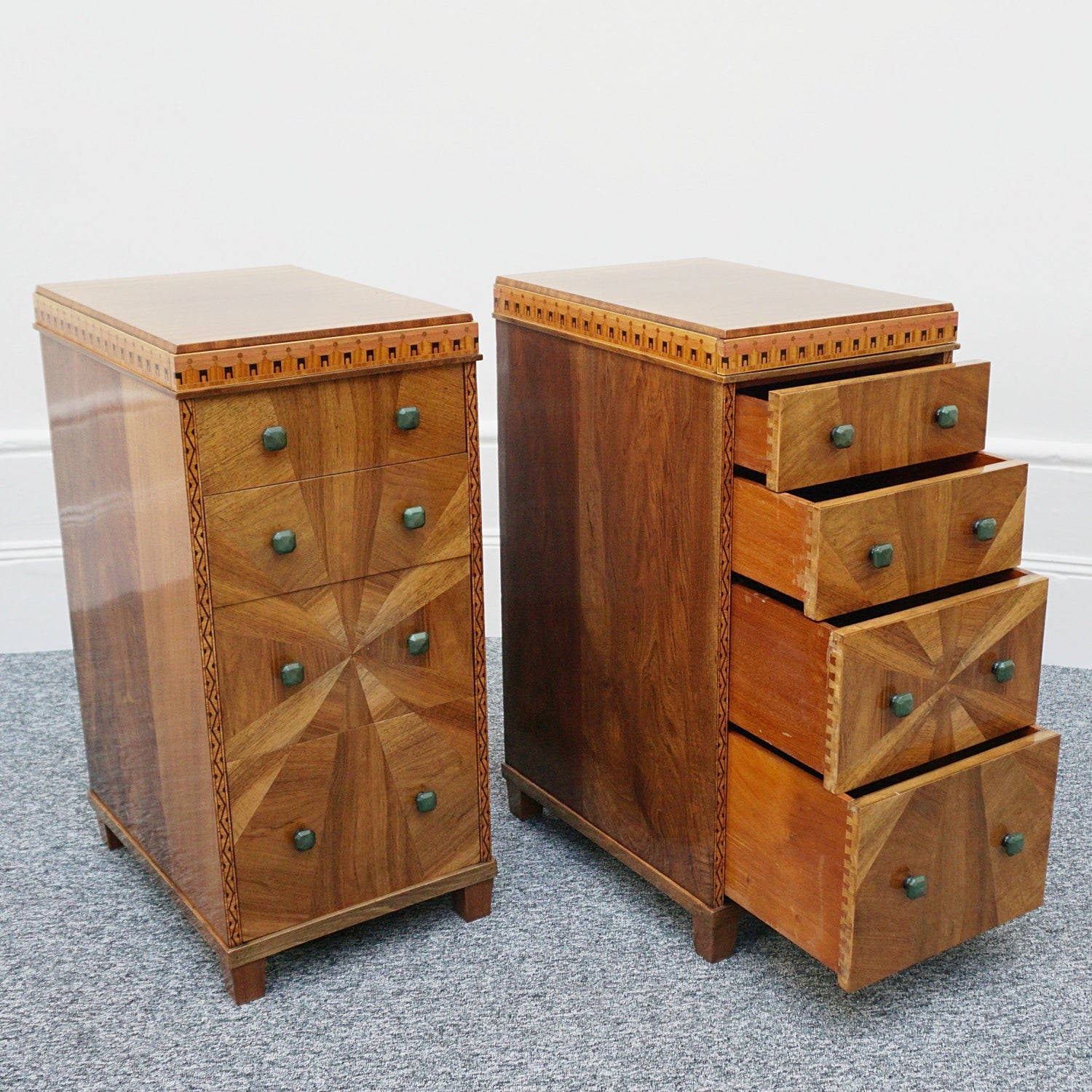 Vintage Original and Unique Art Deco Pair of Chest of Drawers English Circa 1925 - Jeroen Markies Art Deco