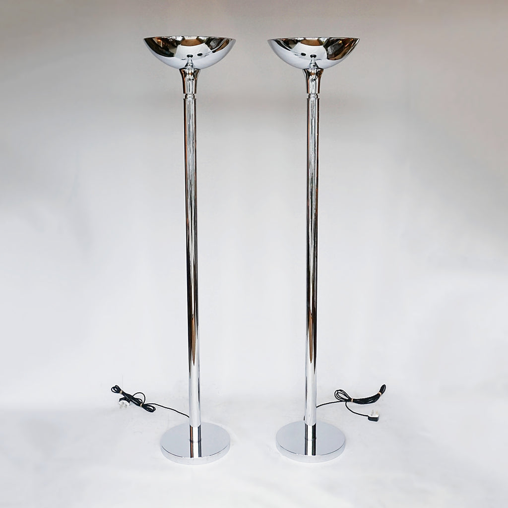 Pair of Art Deco Chromed Metal Uplighters - Jeroen Markies Art Deco
