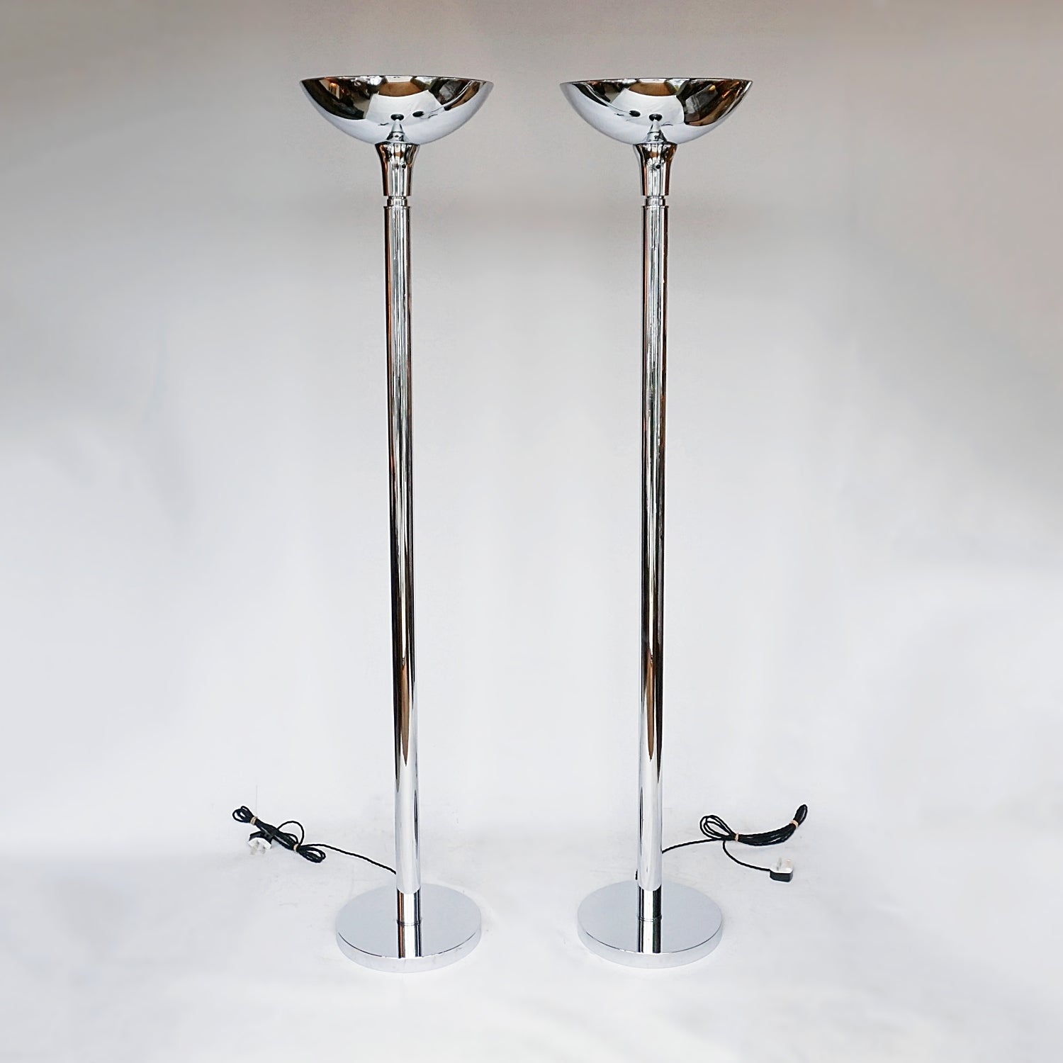 Pair of Art Deco Chromed Metal Uplighters - Jeroen Markies Art Deco