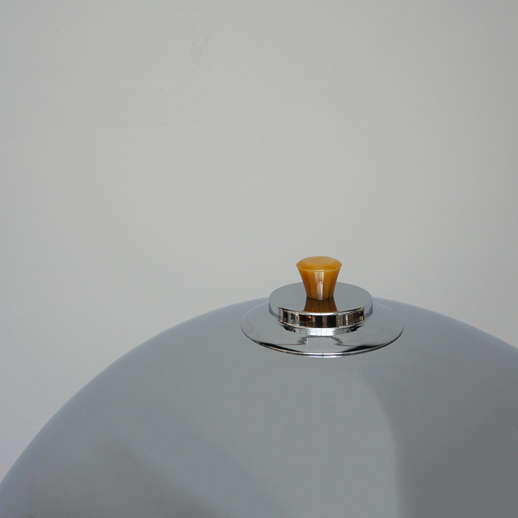 Dome Lamps - Three pieces of fluted marble yellow bakelite - Chromed Metal Shade - Jeroen Markies Art Deco