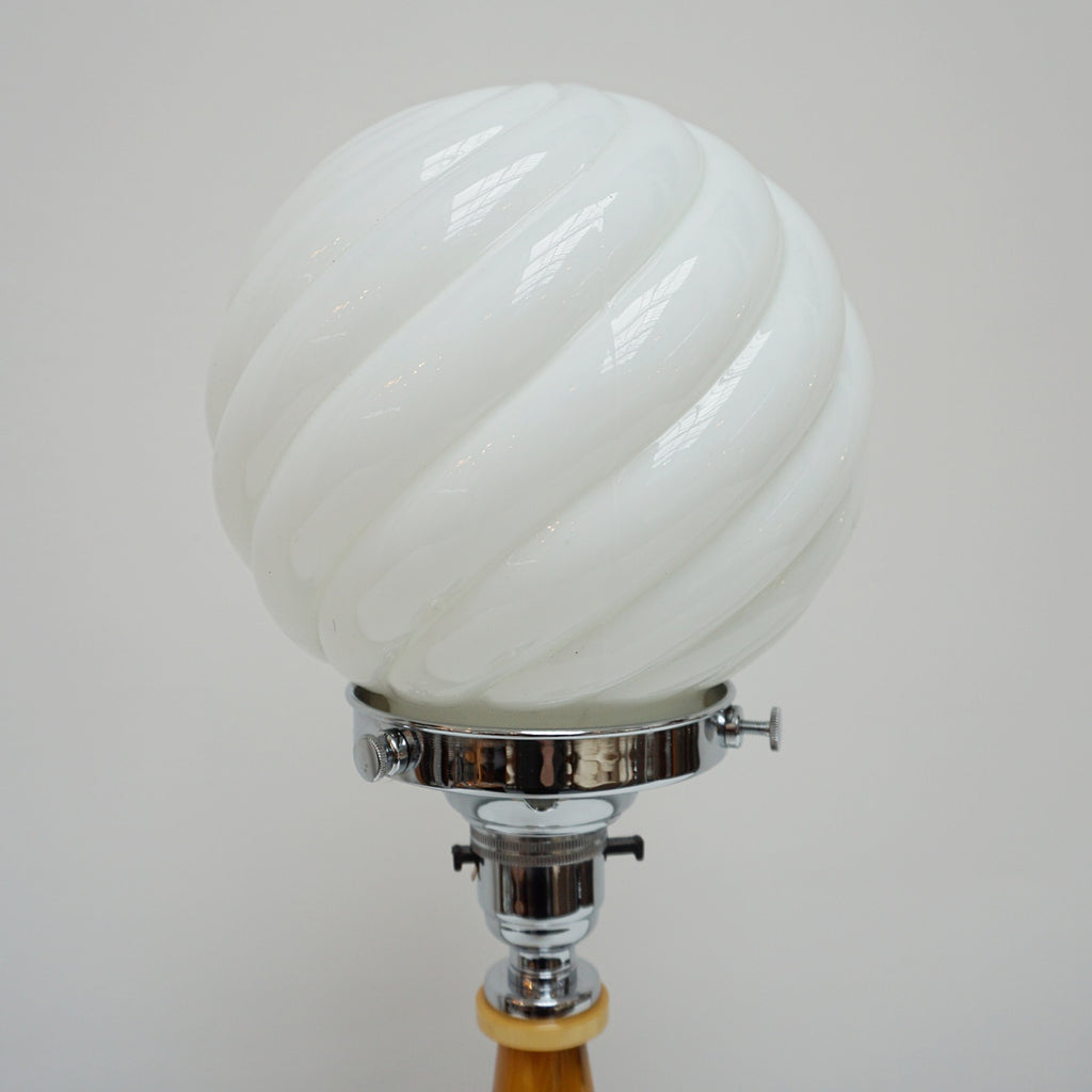 Table Lamps - Marbled Amber Bakelite Stem - Bevelled White Glass Shade - Jeroen Markies Art Deco