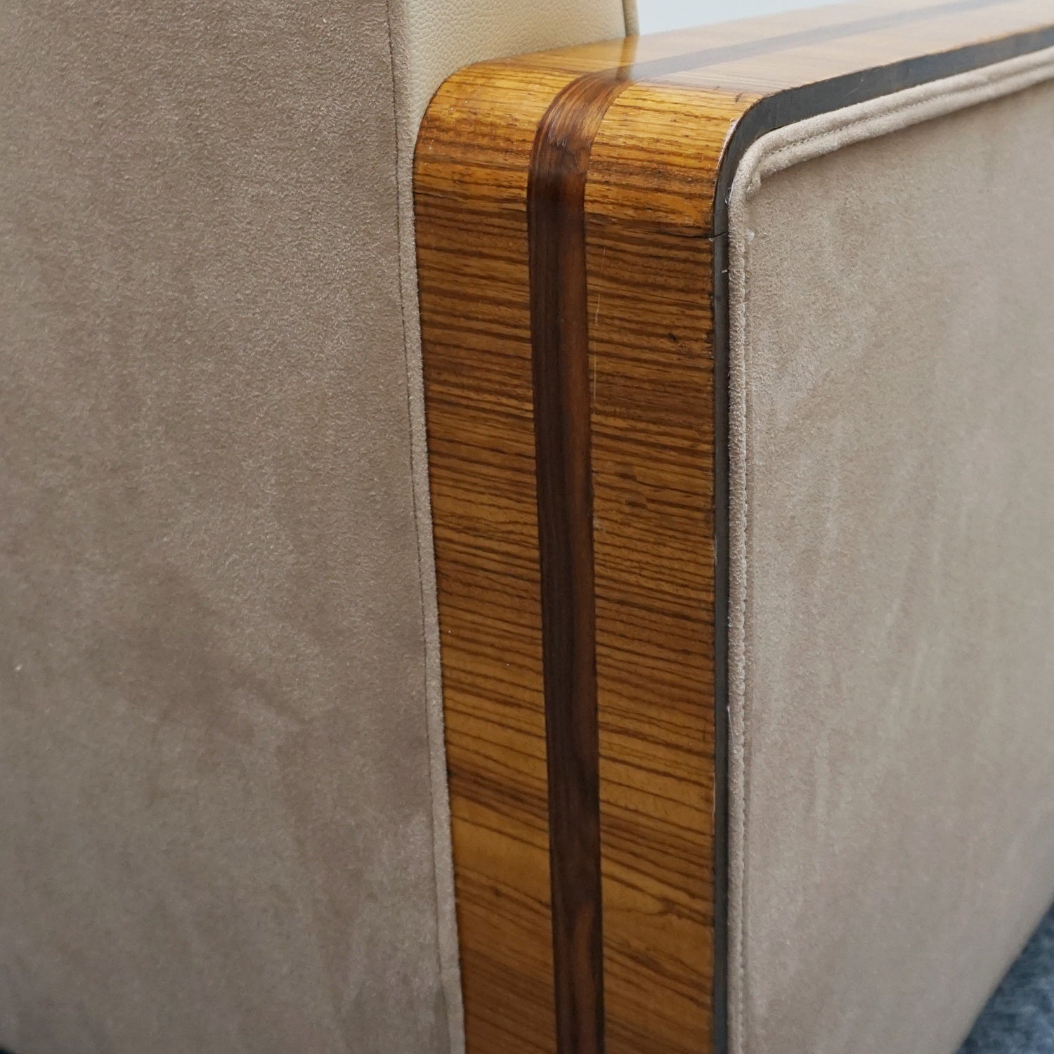 Art Deco Club Armchairs Vintage Art Deco Zebra Wood and Rosewood Cream Leather upholstery - Jeroen Markies Art Deco 