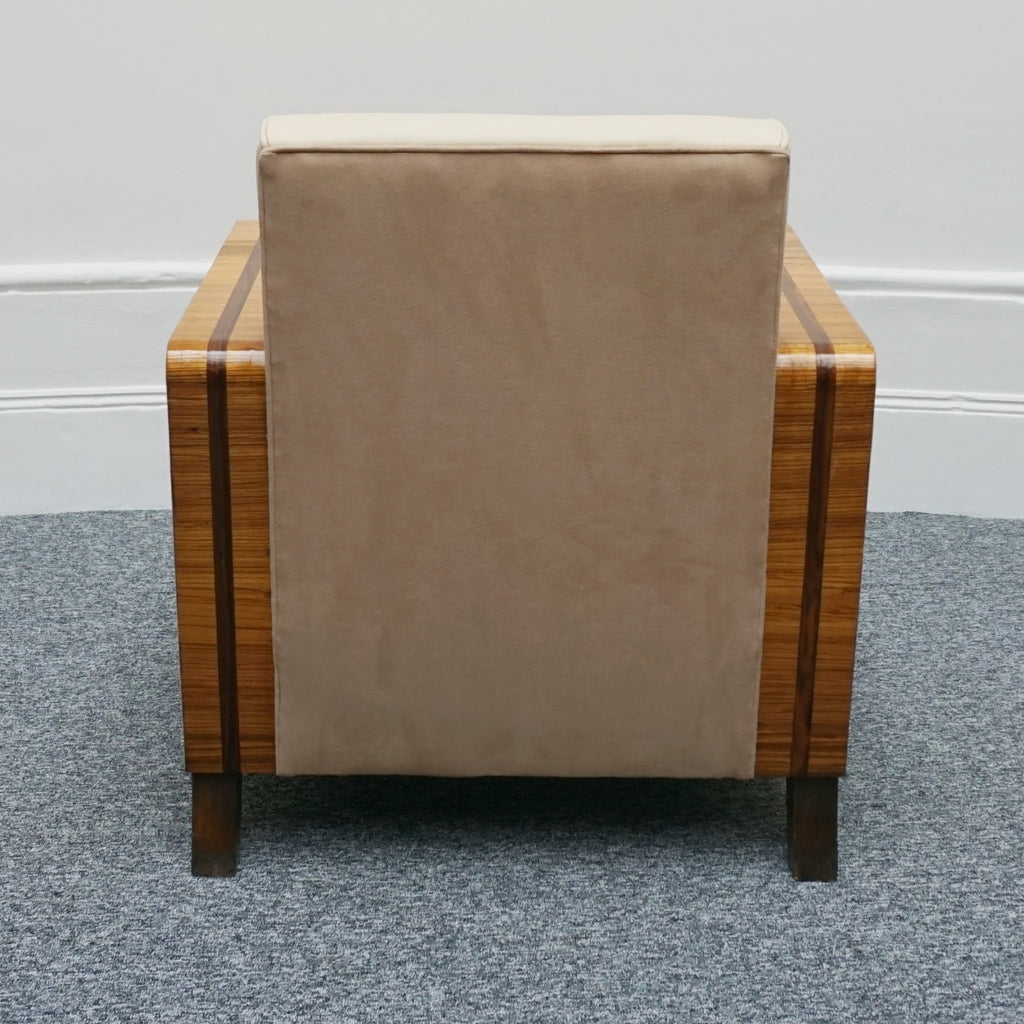 Art Deco Club Armchairs Vintage Art Deco Zebra Wood and Rosewood Cream Leather upholstery - Jeroen Markies Art Deco 