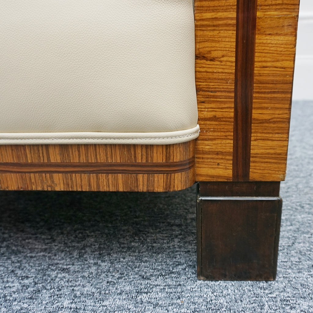 Art Deco Club Armchairs Vintage Art Deco Zebra Wood and Rosewood Cream Leather upholstery - Jeroen Markies Art Deco 