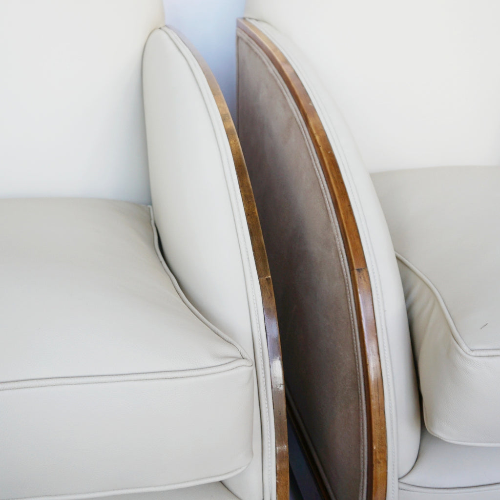 a Pair of Original Vintage Art Deco Lounge Chairs Walnut and Leather Jeroen Markies Art Deco 