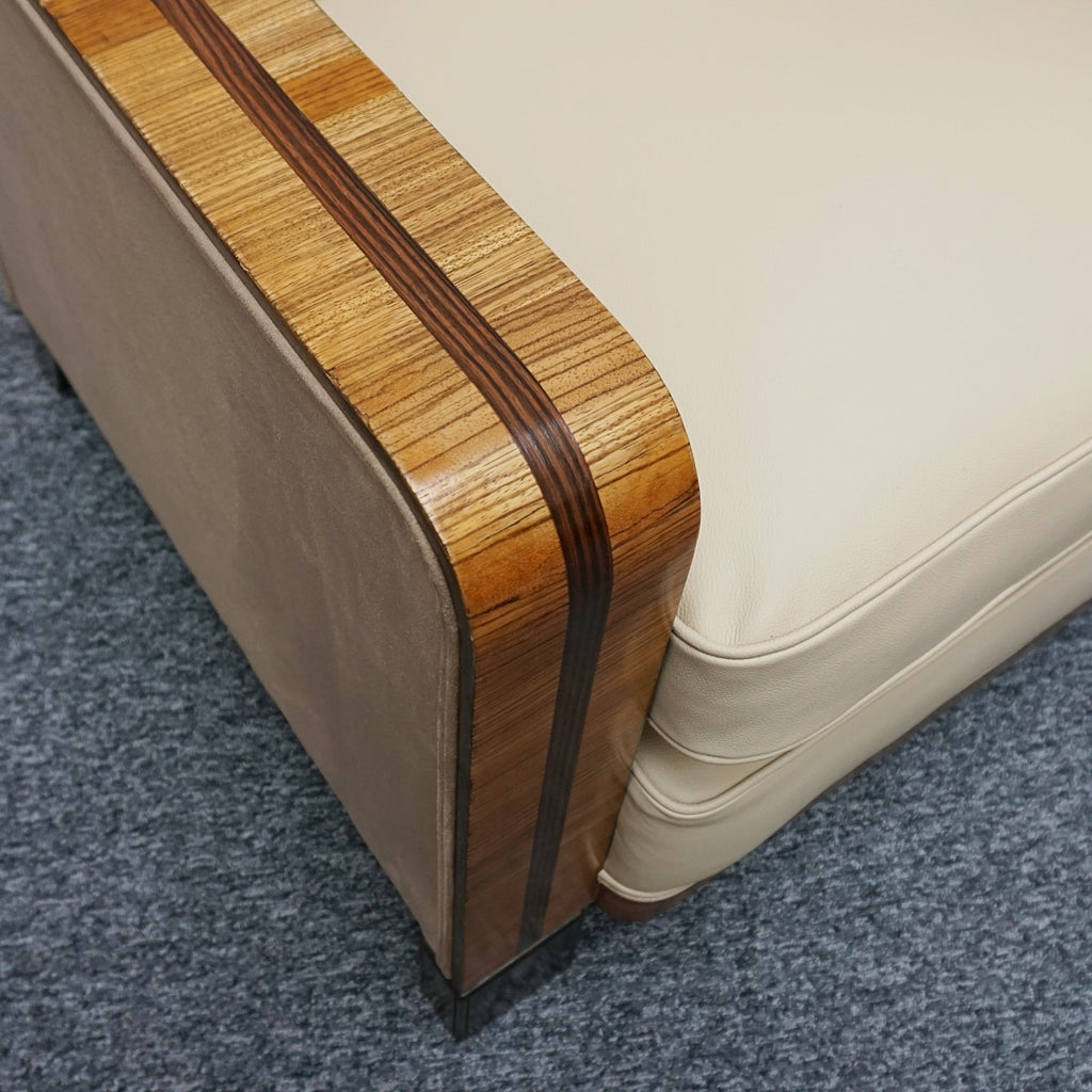 Art Deco Club Armchairs Vintage Art Deco Zebra Wood and Rosewood Cream Leather upholstery - Jeroen Markies Art Deco 