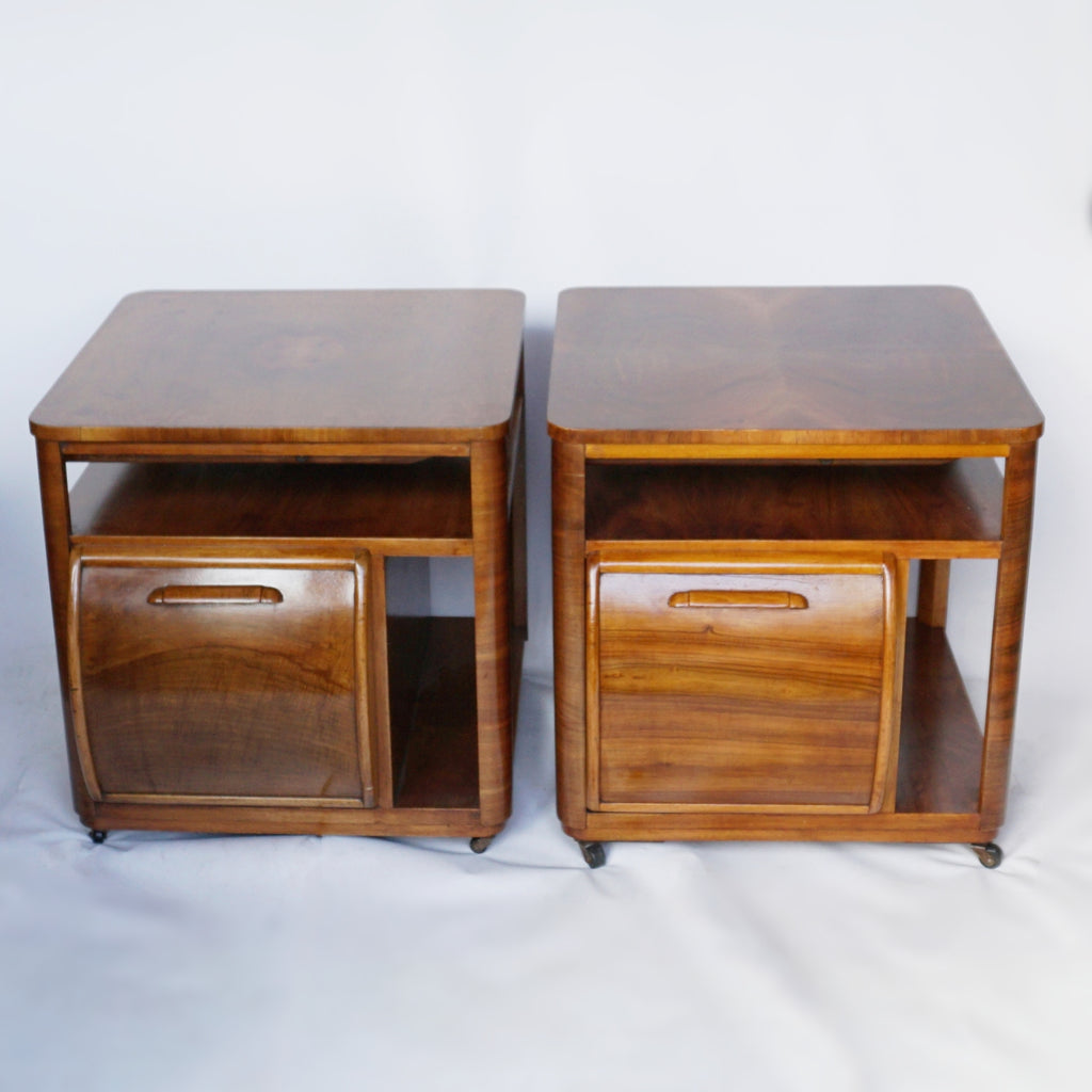Pair of Art Deco Drinks Tables Figured Walnut Burr Walnut -Jeroen Markies Art Deco