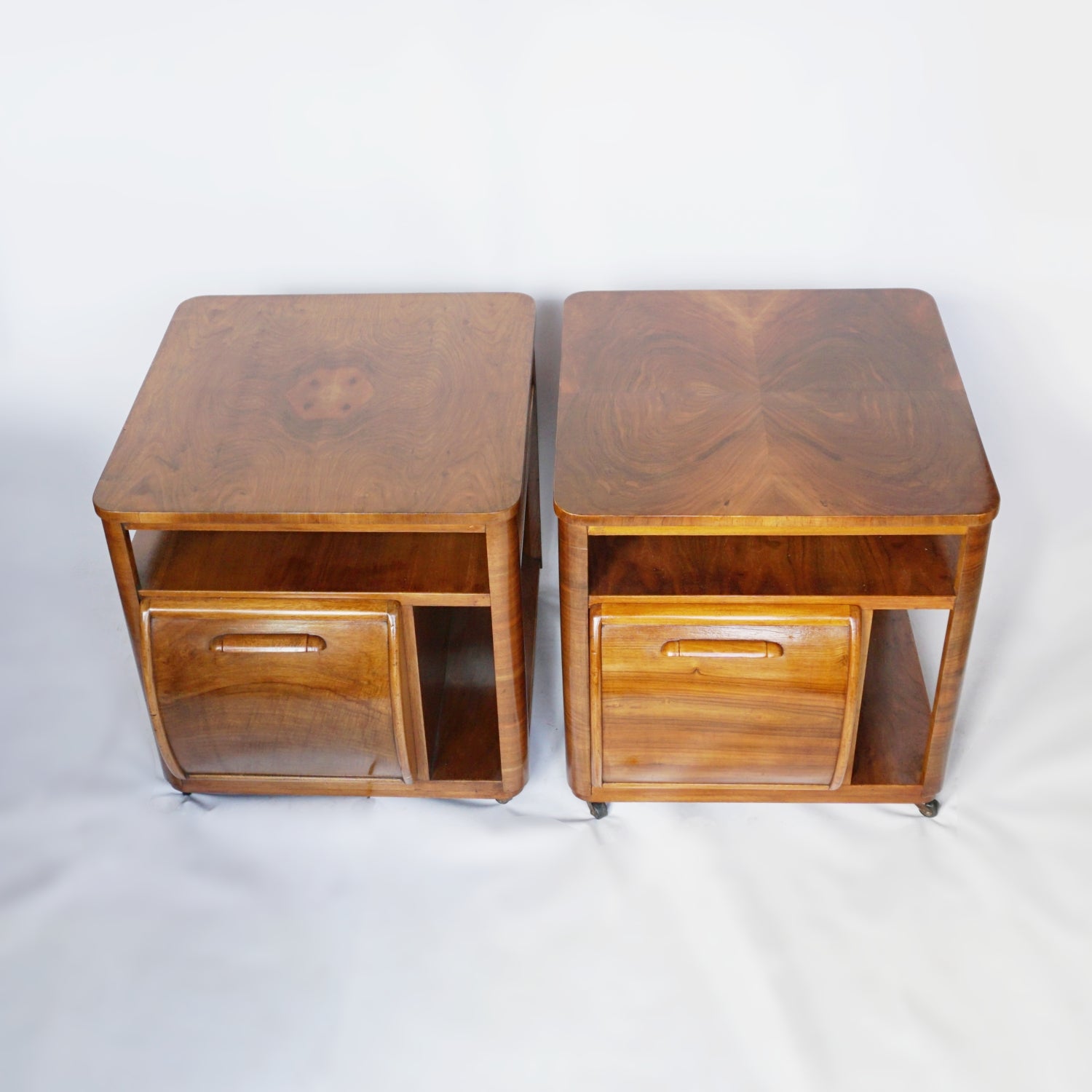 Pair of Art Deco Drinks Tables Figured Walnut Burr Walnut -Jeroen Markies Art Deco
