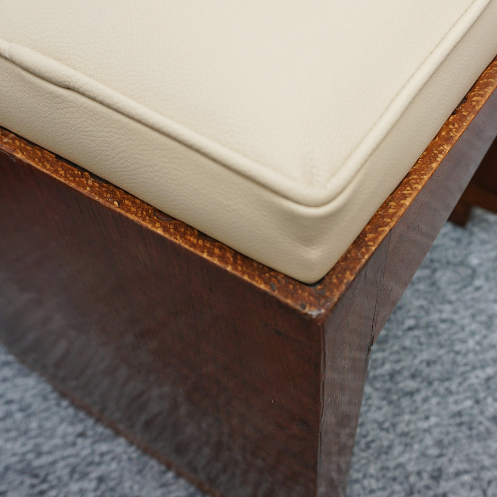 Art Deco Pair of Vintage Stools Cream Leather Burr Solid Walnut English Art Deco 1935 - Jeroen Markies Art Deco