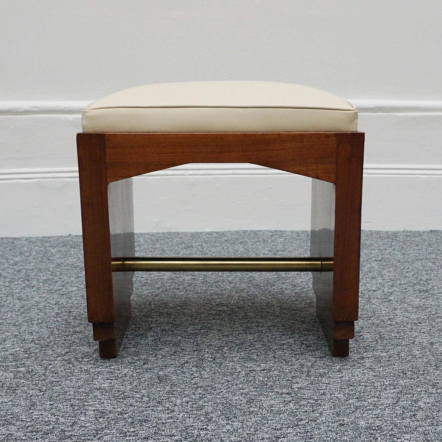 Art Deco Pair of Vintage Stools Cream Leather Burr Solid Walnut English Art Deco 1935 - Jeroen Markies Art Deco