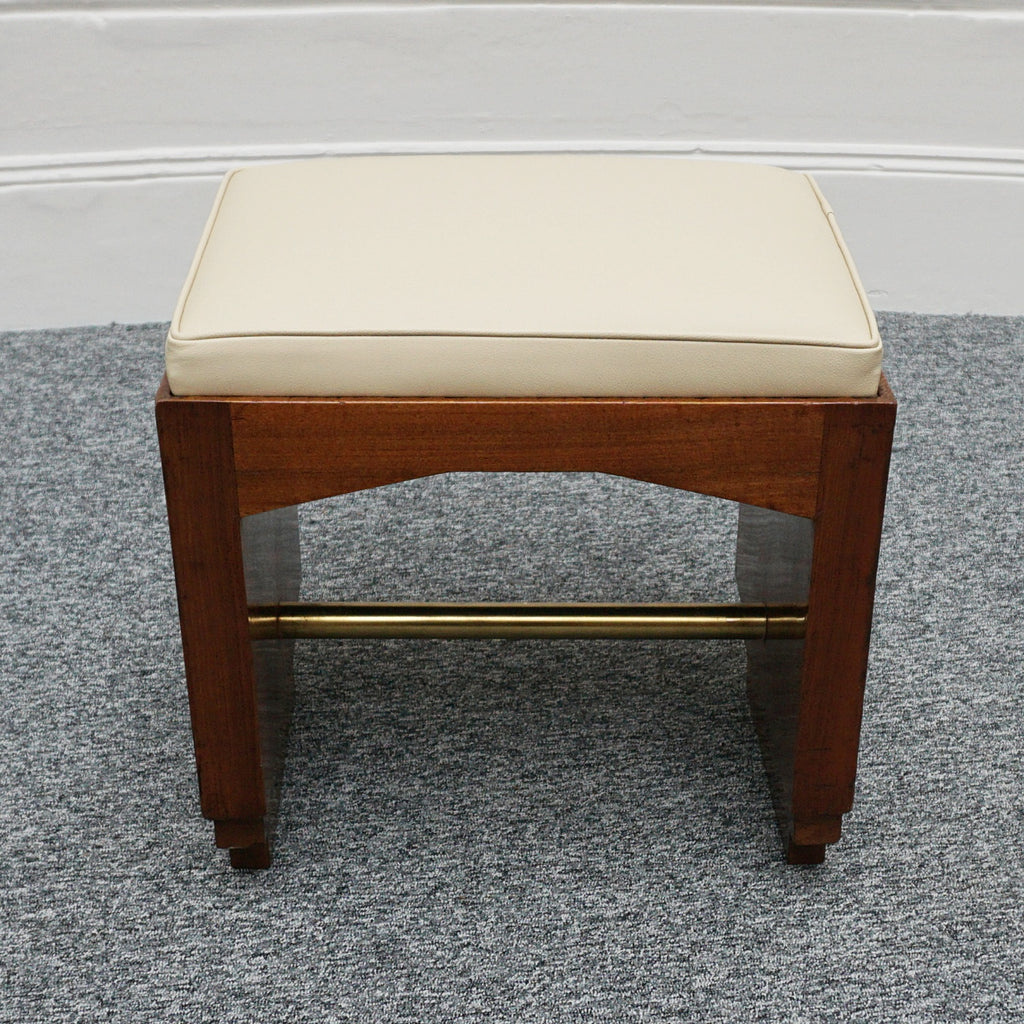 Art Deco Pair of Vintage Stools Cream Leather Burr Solid Walnut English Art Deco 1935 - Jeroen Markies Art Deco