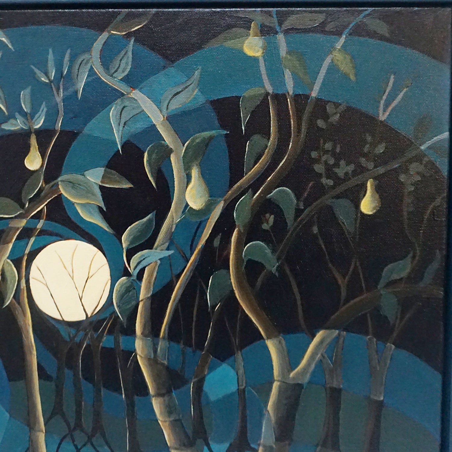 'Pear Orchard in the Moonlight' Contemporary Oil on Canvas Painting - Jeroen Markies Art Deco
