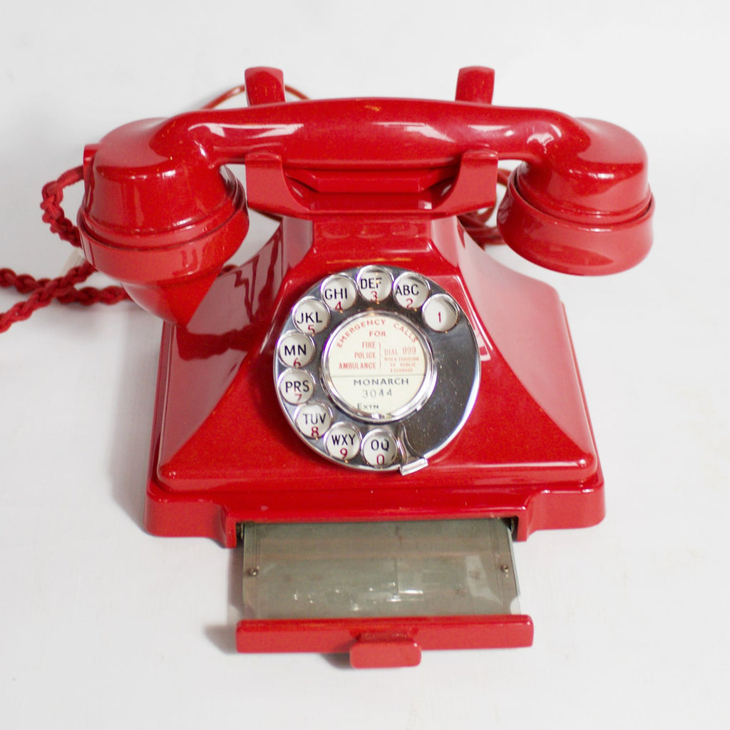 Original GPO 200 Series Red Bakelite Telephone Jeroen Markies Art Deco
