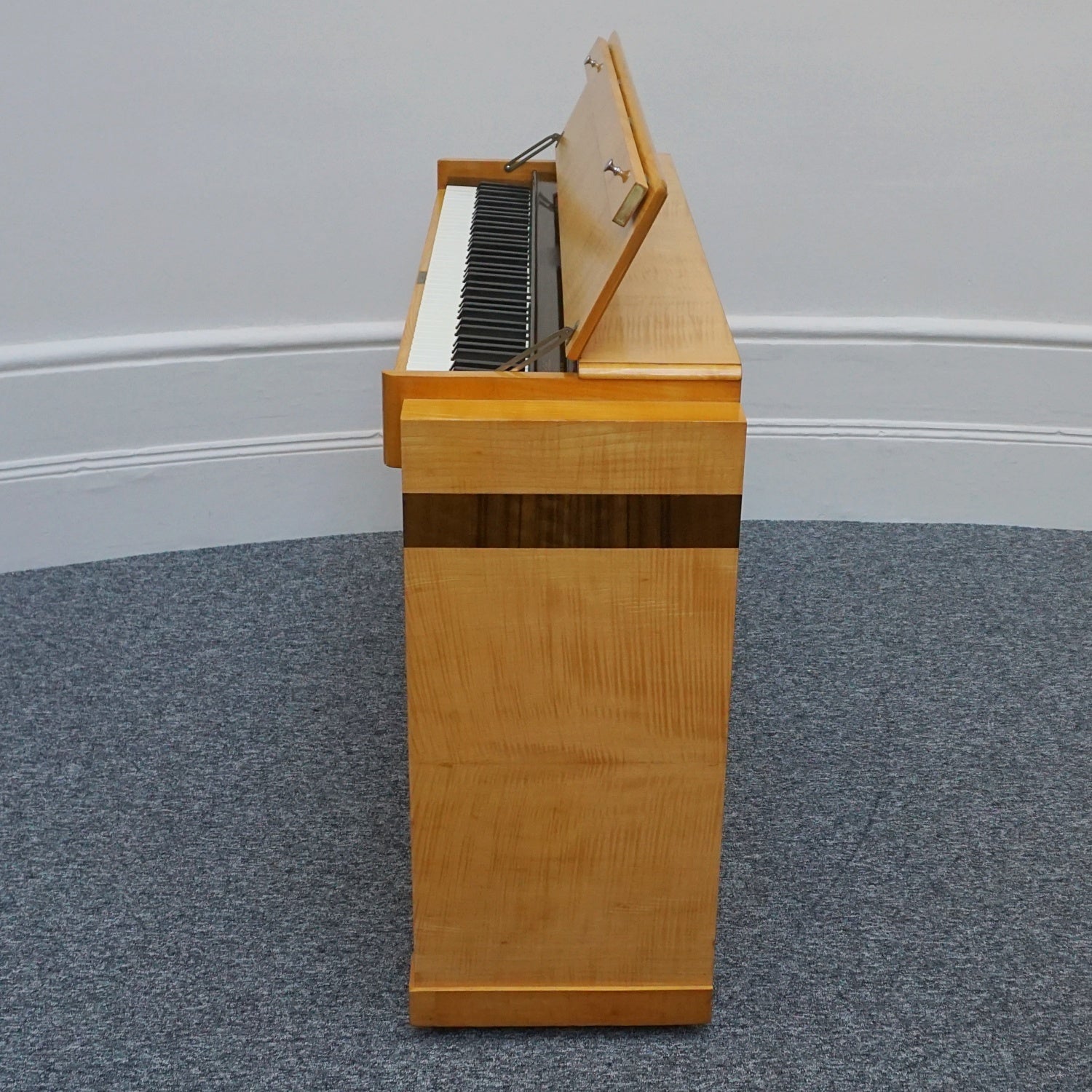 Art Deco Satin Birch Veneered-Eavestaff-Upright-Piano-Art-Deco-Original-Jeroen Markies Art Deco