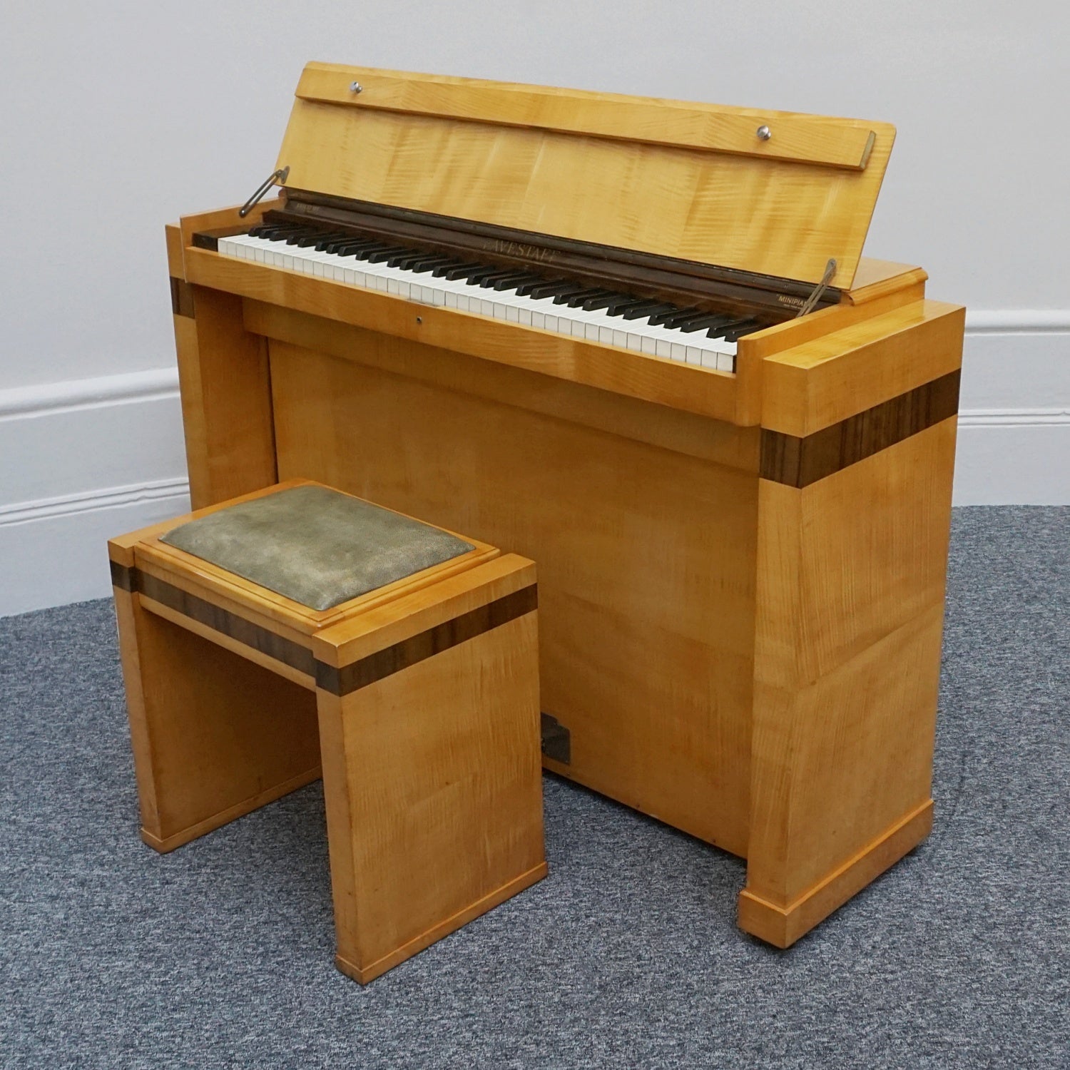 Art Deco Satin Birch Veneered-Eavestaff-Upright-Piano-Art-Deco-Original-Jeroen Markies Art Deco