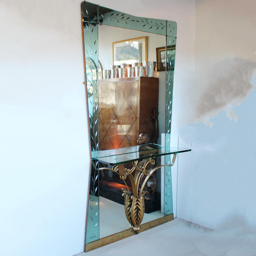 Pier Luigi Colli large hall mirror with integral console table at Jeroen Markies