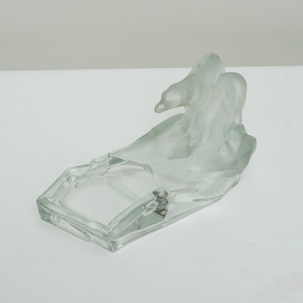 1930's Art Deco Polar Bear Frosted and Clear Glass Ashtray Vintage Ashtray - Jeroen Markies Art Deco