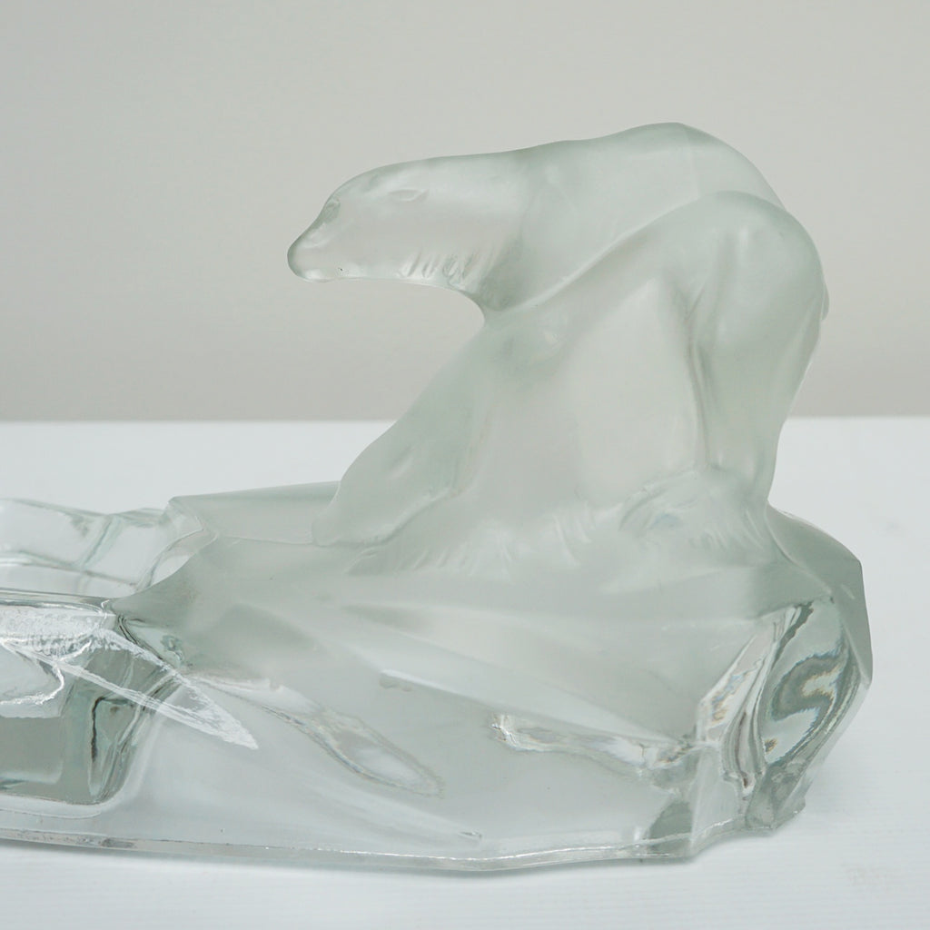 1930's Art Deco Polar Bear Frosted and Clear Glass Ashtray Vintage Ashtray - Jeroen Markies Art Deco