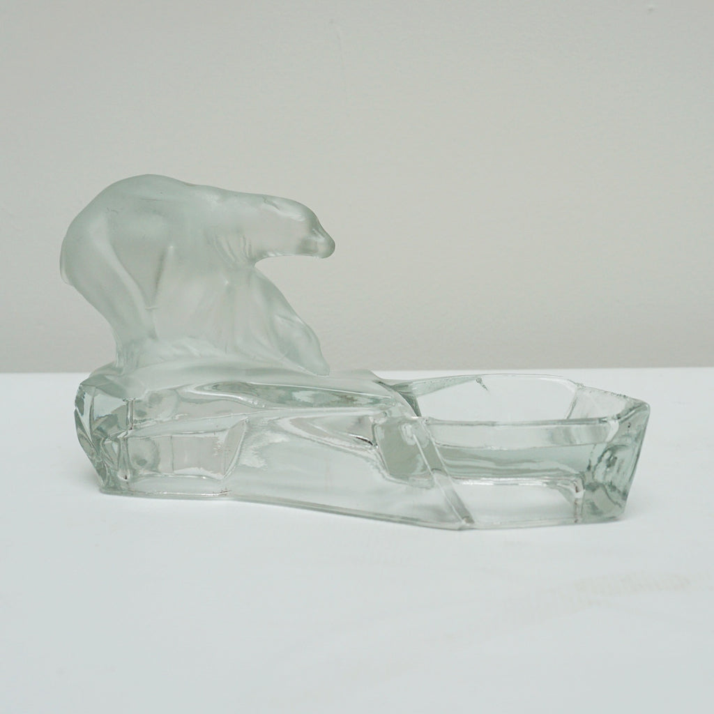 1930's Art Deco Polar Bear Frosted and Clear Glass Ashtray Vintage Ashtray - Jeroen Markies Art Deco