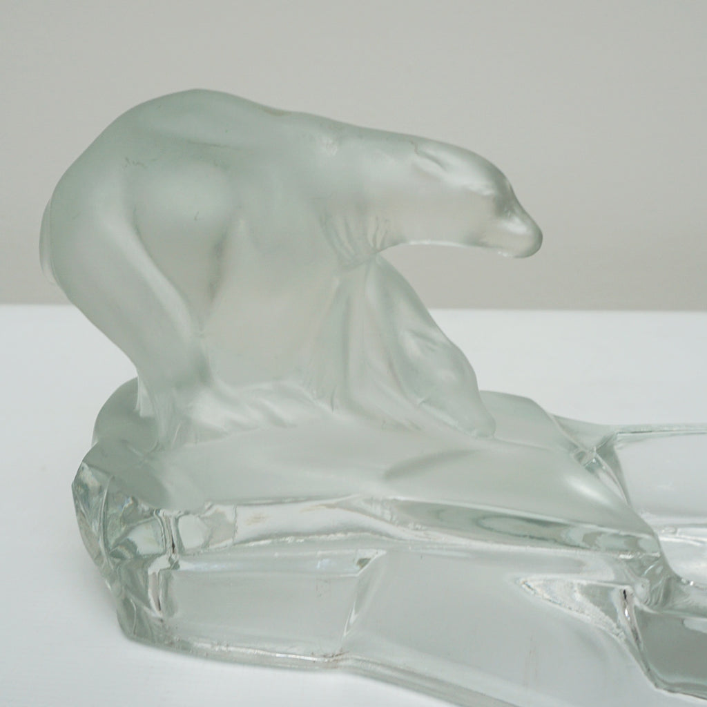 1930's Art Deco Polar Bear Frosted and Clear Glass Ashtray Vintage Ashtray - Jeroen Markies Art Deco