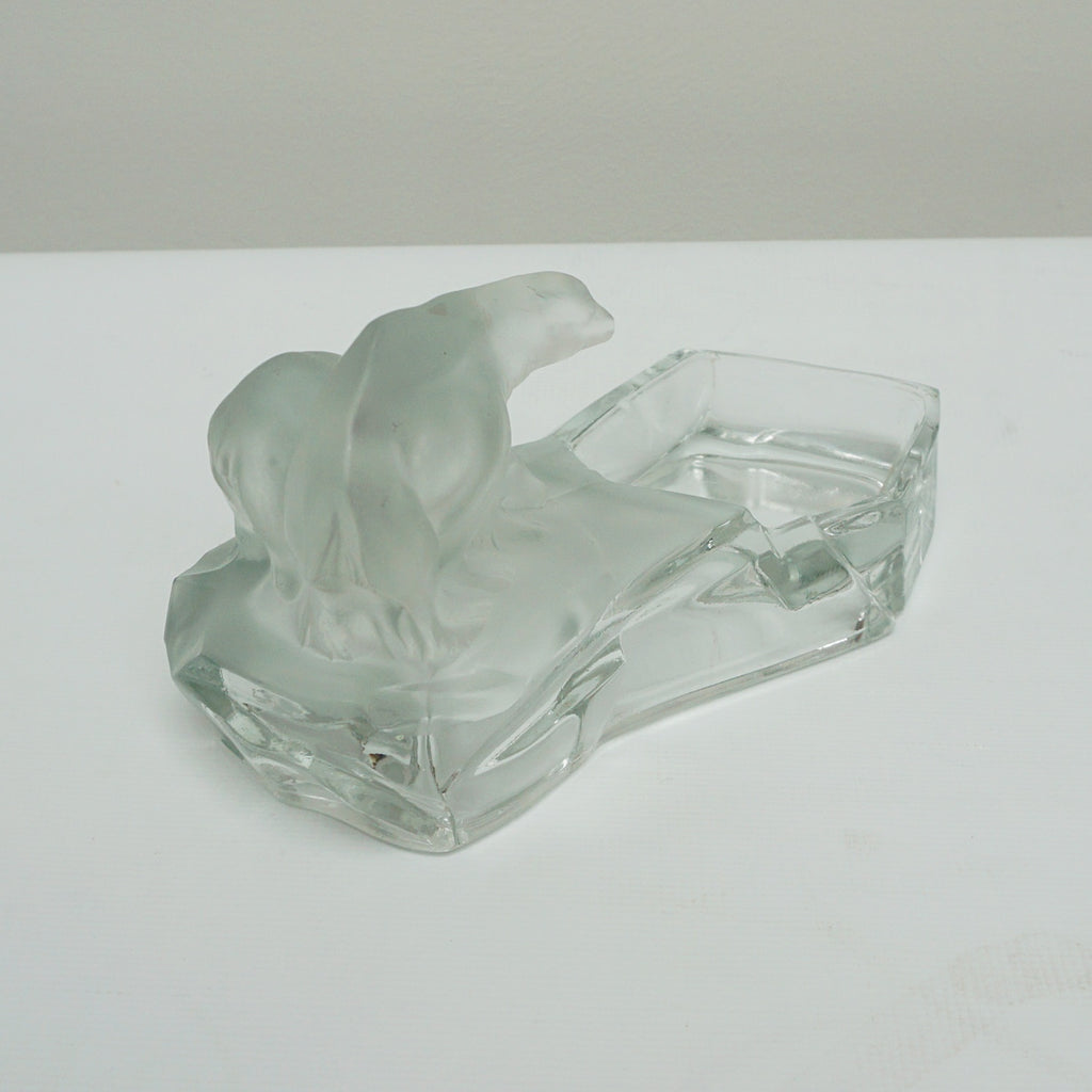 1930's Art Deco Polar Bear Frosted and Clear Glass Ashtray Vintage Ashtray - Jeroen Markies Art Deco