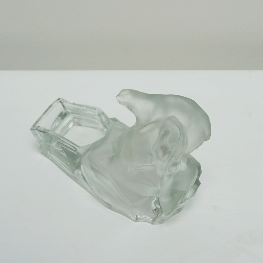 1930's Art Deco Polar Bear Frosted and Clear Glass Ashtray Vintage Ashtray - Jeroen Markies Art Deco