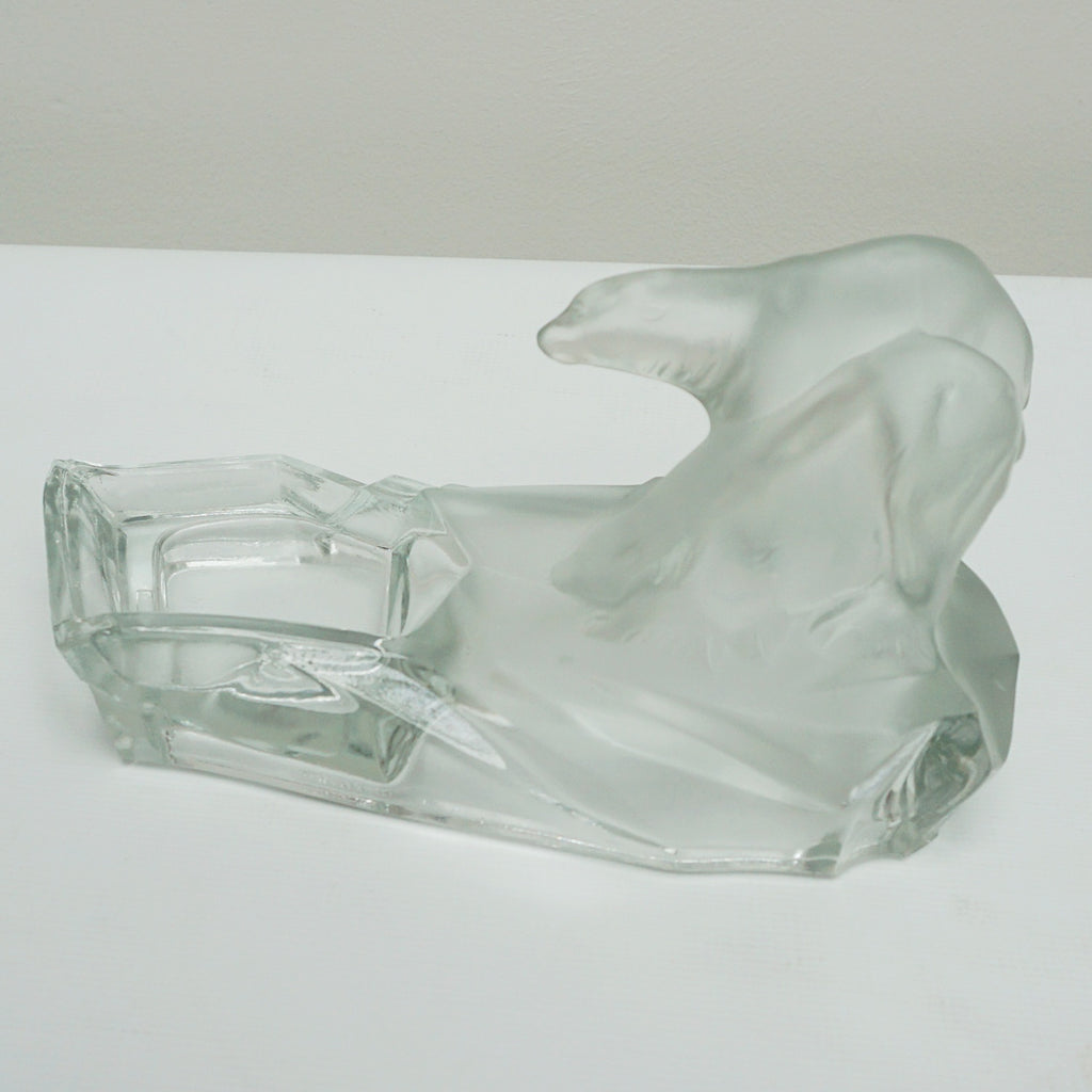 1930's Art Deco Polar Bear Frosted and Clear Glass Ashtray Vintage Ashtray - Jeroen Markies Art Deco