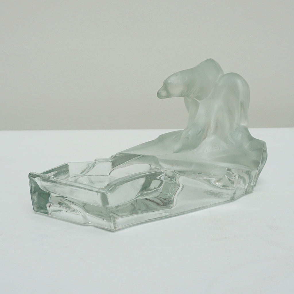 1930's Art Deco Polar Bear Frosted and Clear Glass Ashtray Vintage Ashtray - Jeroen Markies Art Deco