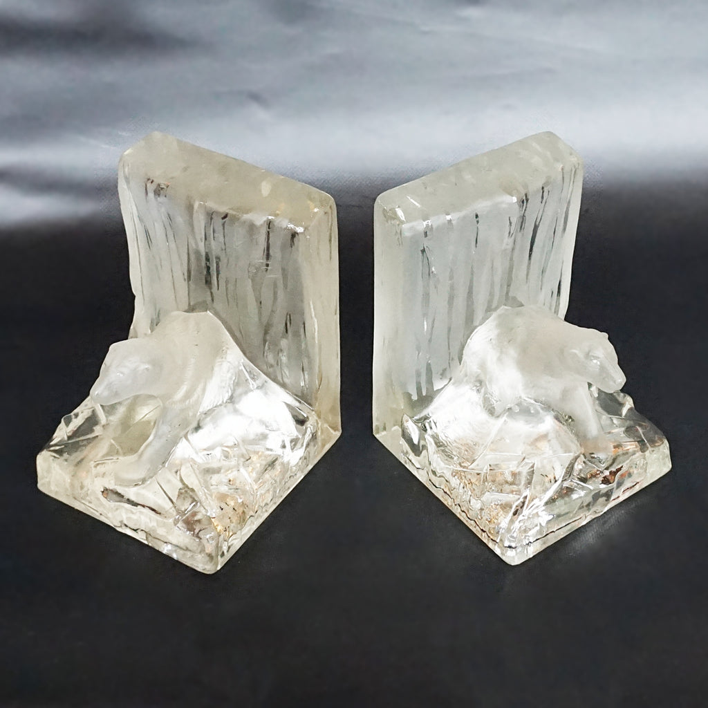 Art Deco Pair of Acid Glass Bookends by Hailwood & Ackroyd English Circa 1930 - Jeroen Markies Art Deco