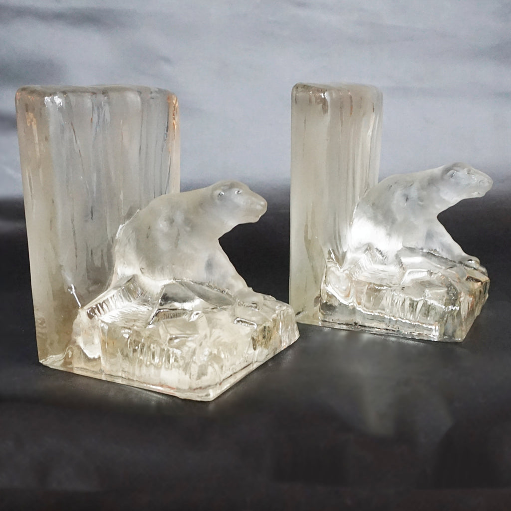 Art Deco Pair of Acid Glass Bookends by Hailwood & Ackroyd English Circa 1930 - Jeroen Markies Art Deco