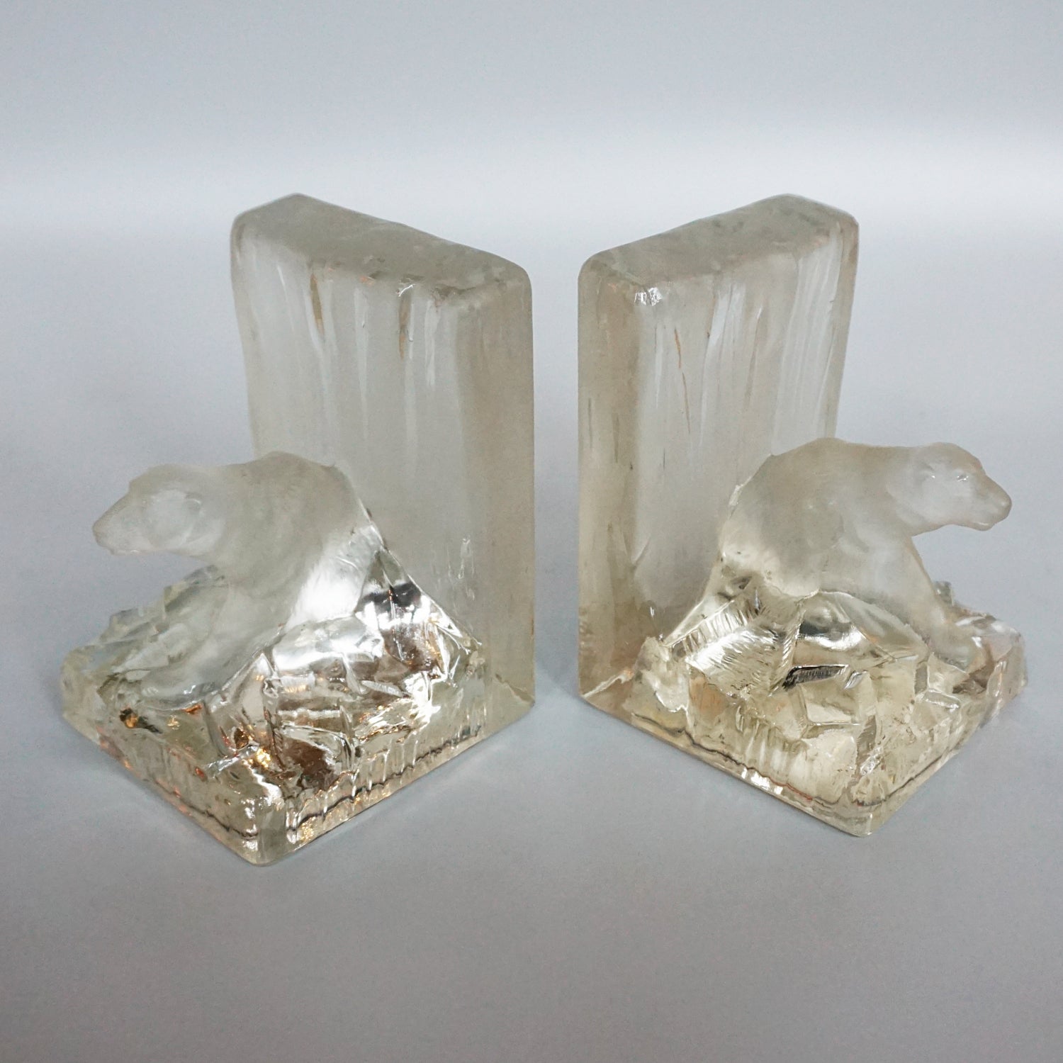 Art Deco Pair of Acid Glass Bookends by Hailwood & Ackroyd English Circa 1930 - Jeroen Markies Art Deco