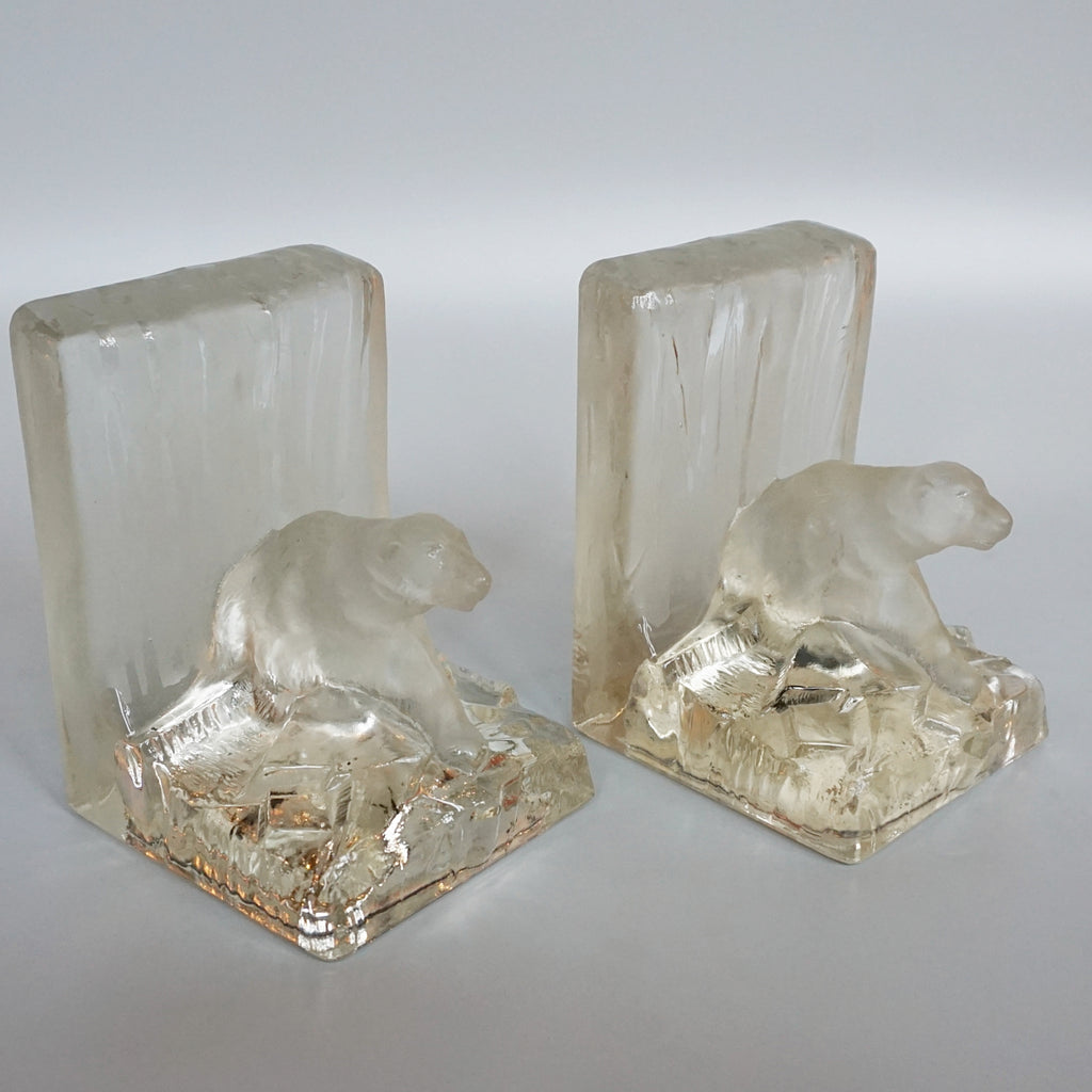Art Deco Pair of Acid Glass Bookends by Hailwood & Ackroyd English Circa 1930 - Jeroen Markies Art Deco