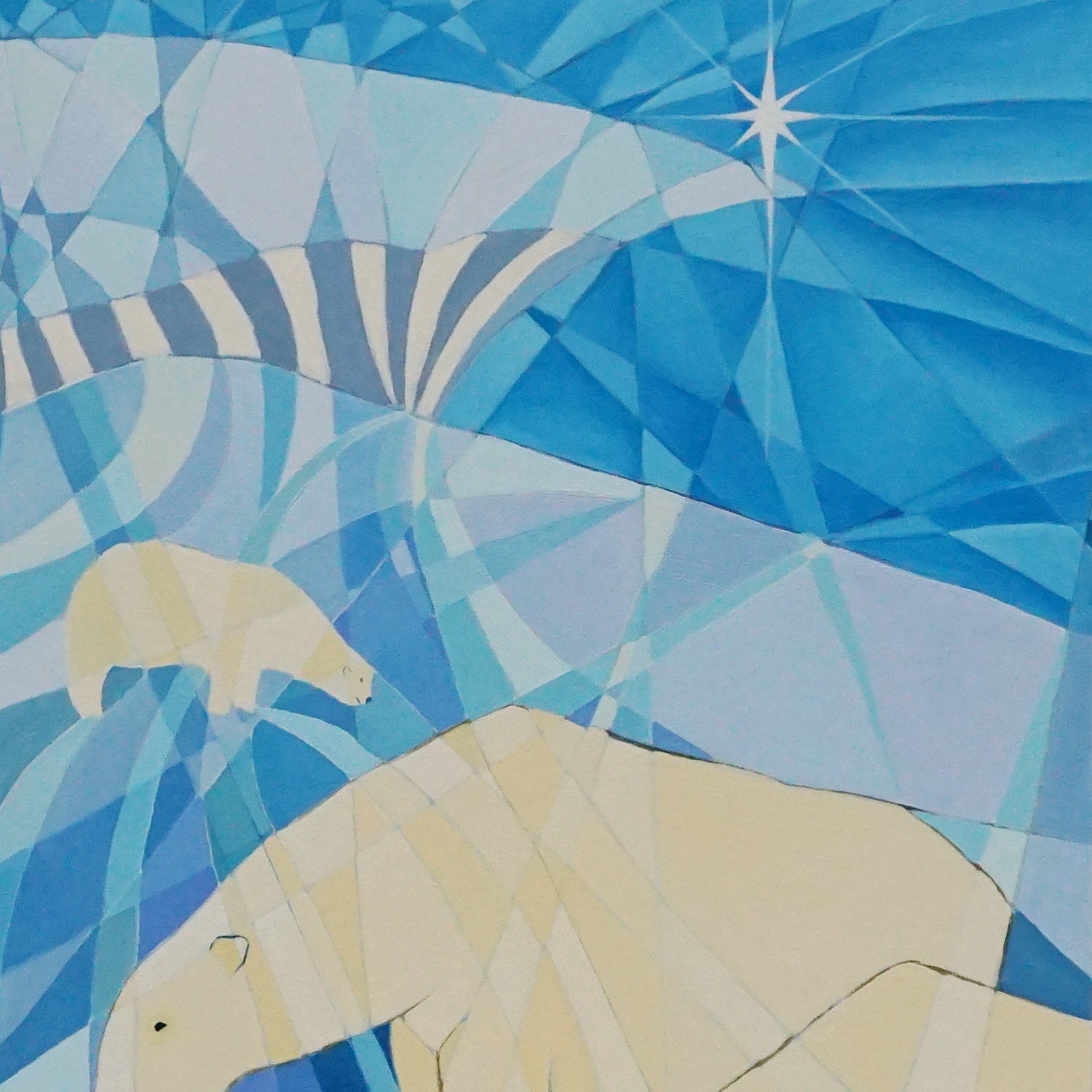Contemporary Oil on Canvas Painting of Polar Bears - Jeroen Markies Art Deco