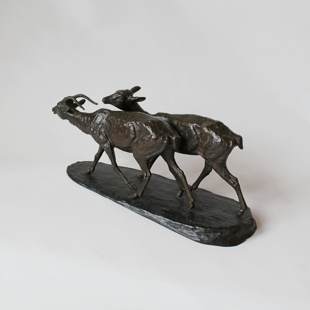 Rochard Art Deco bronze antelope