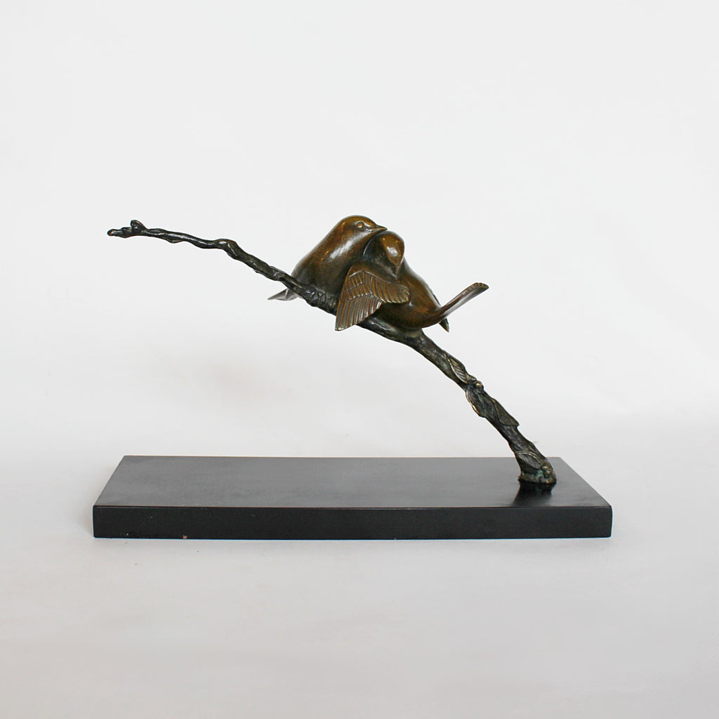 Art Deco bronze birds on a branch attributed to Irenee Rochard, circa 1930