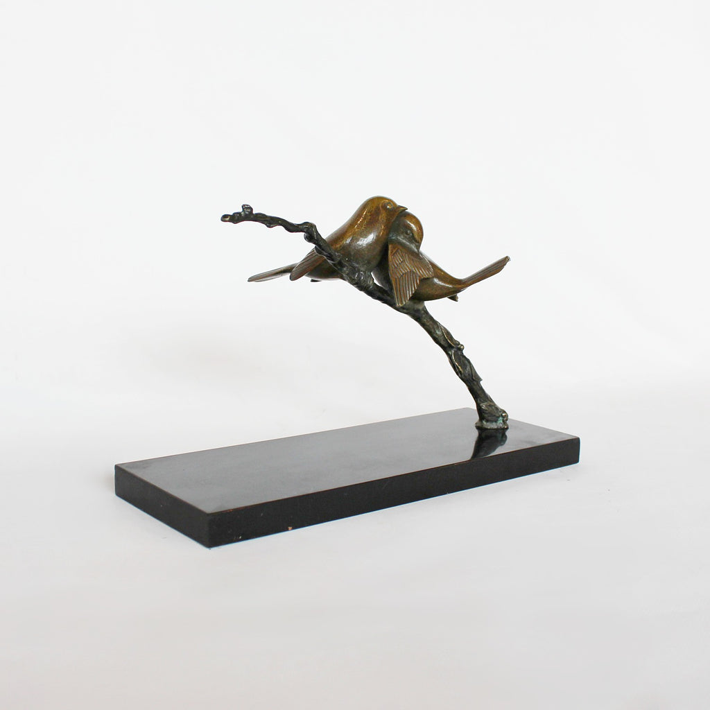 Art Deco bronze birds on a branch attributed to Irenee Rochard, circa 1930
